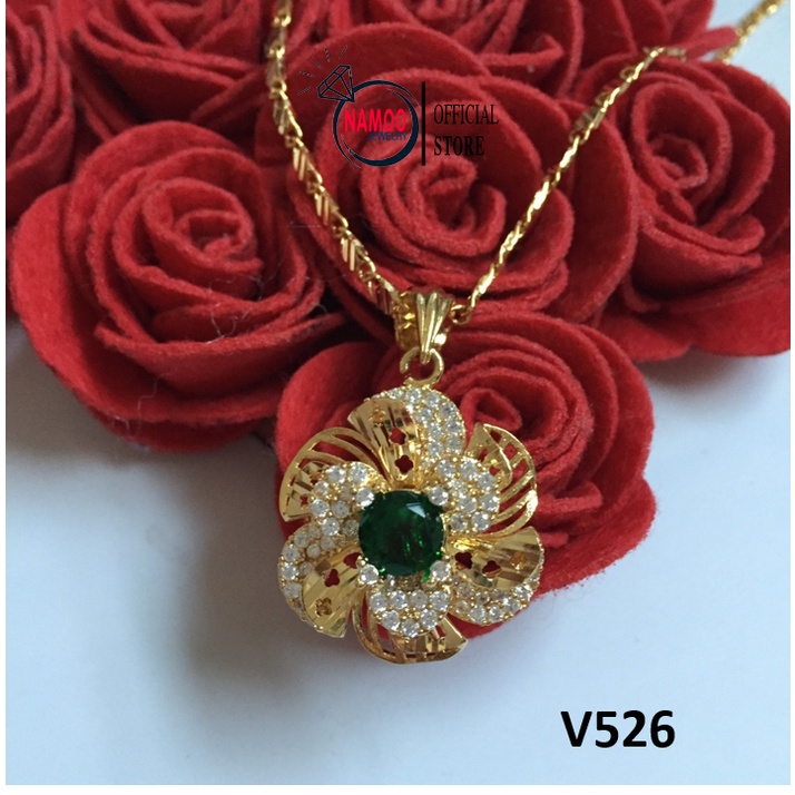 Set Dây CHuyền Và Bông Tai Hoa Mai Đá Xanh V579 T579 Bộ Trang sức nữ Namoo Jewelry