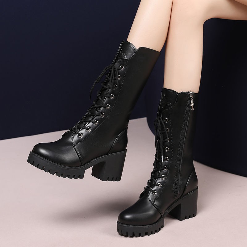 ♟♀Giày bốt trẻ em Martin boots cao gót đế dày phong cách Anh mùa thu / đông 2020 xu hướng mới cộng với cổ nữ cash *