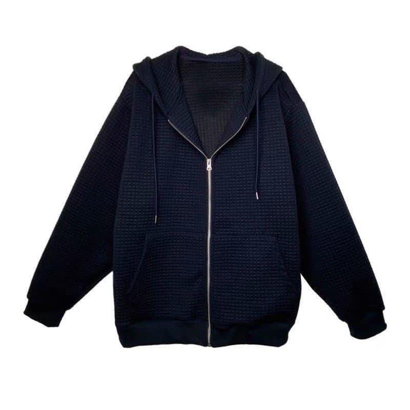 Áo Khoác Nỉ Xốp  Unisex  🌸 Jacket form rộng tay bồng cá tính, hoodie zip màu xanh navy nam nữ Ulzzang 🌸