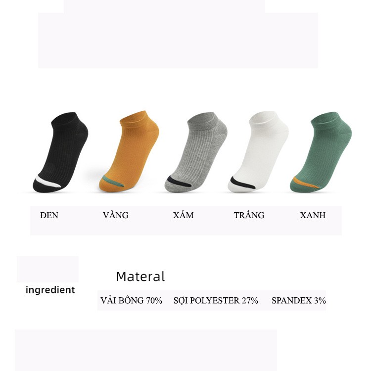 Tất Nữ Cổ Ngắn, Vớ Nam Nữ Ngắn cổ [ASRLA] Sợi cotton cao cấp, thoáng khí, mềm nhẹ Hộp quà tặng 5 đôi TAT016