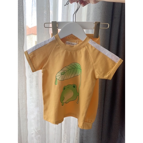 TNin124 Bộ Tay Ngắn Quần Dài Cotton Minkymom Vai Phối Cho Bé Từ 8kg Đến 19kg
