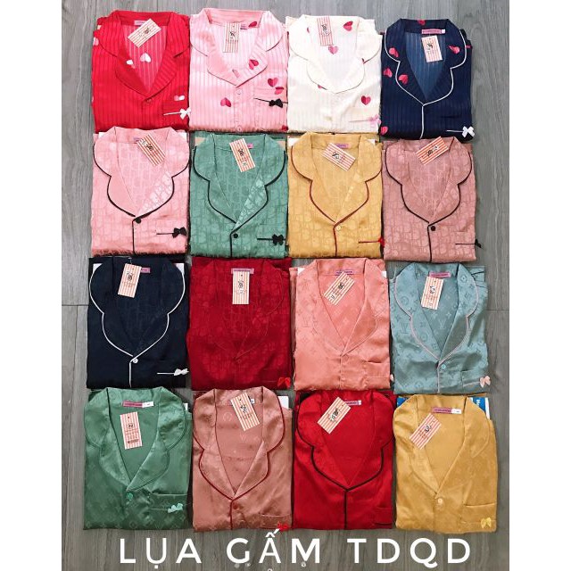 Bộ Pijama tay dài lụa gấm cao cấp, đồ bộ lụa tay dài
