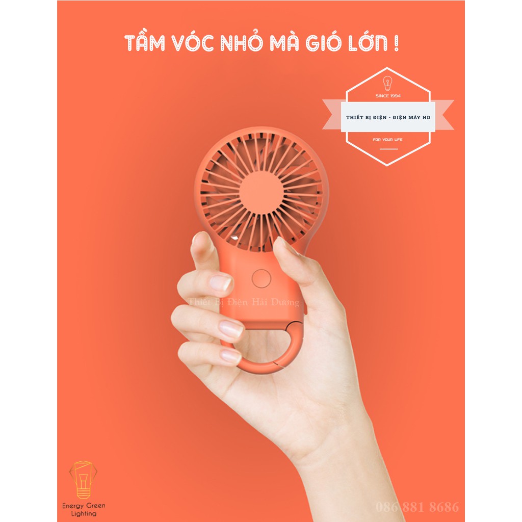 Quạt Mini Cầm Tay Tích Điện X-102 - 5 Cánh Quạt - Móc Treo Tiện Lợi - 3 Tốc Độ Gió Siêu Mát - Bảo Hành 12 Tháng