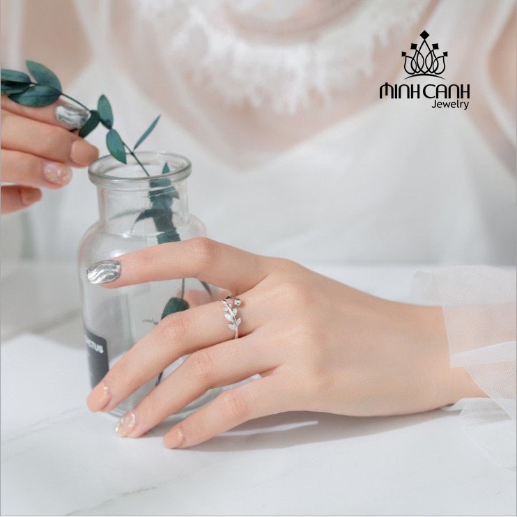 Nhẫn Bạc Nữ Lá Bi Dáng Hở Freesize Phù Hợp Mọi Size Tay - Minh Canh Jewelry