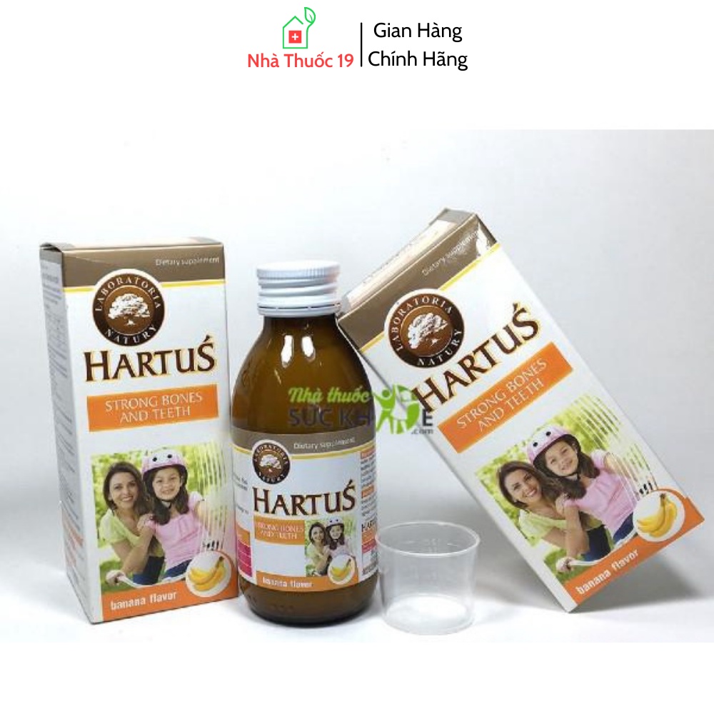 Hartus Strong Bones And Teeth, Siro nhập khẩu bổ sung Canxi sinh học và Vitamin K+D3 giúp bé phát triển chiều cao tối đa