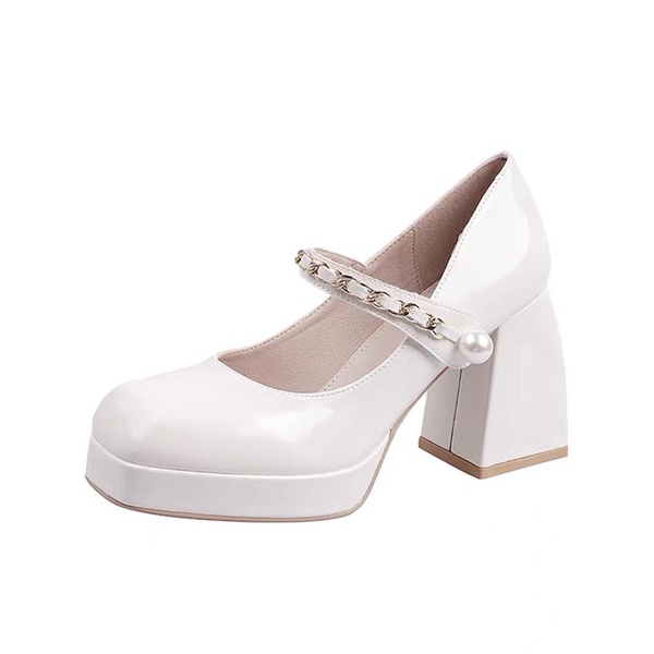 SẴN Tím: 36,37- Giày Cao gót bóng cao cấp đế 9cm phong cách trẻ trung năng động