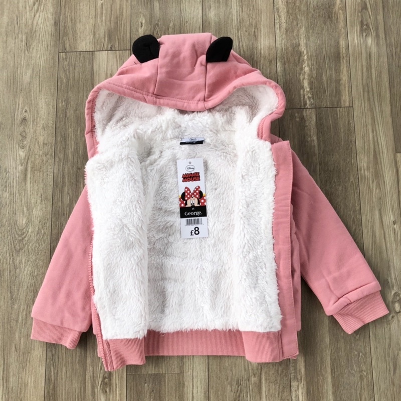 Áo khoác nỉ bé gái lót lông dày ấm xuất dư