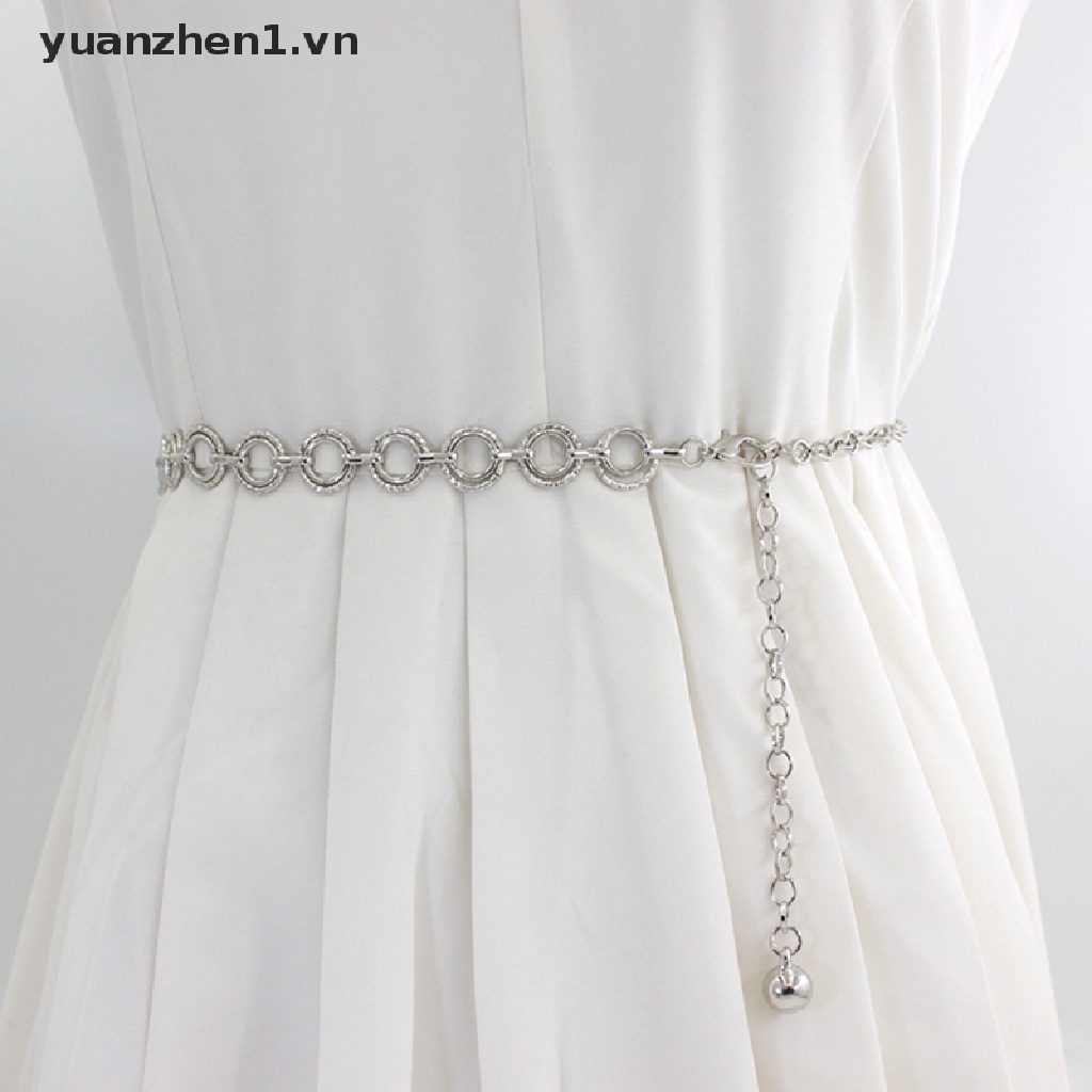 Thắt Lưng Dây Xích Kim Loại Mảnh Có Thể Điều Chỉnh Thời Trang Cho Nữ