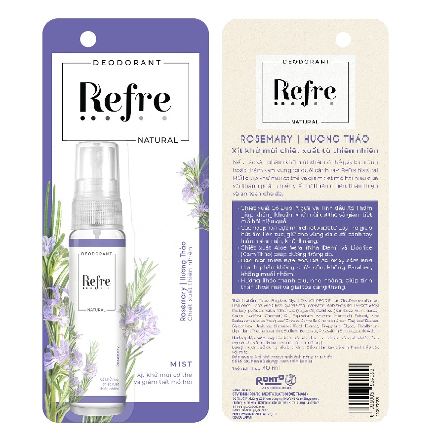 Xịt Khử Mùi Refre Natural 30ml