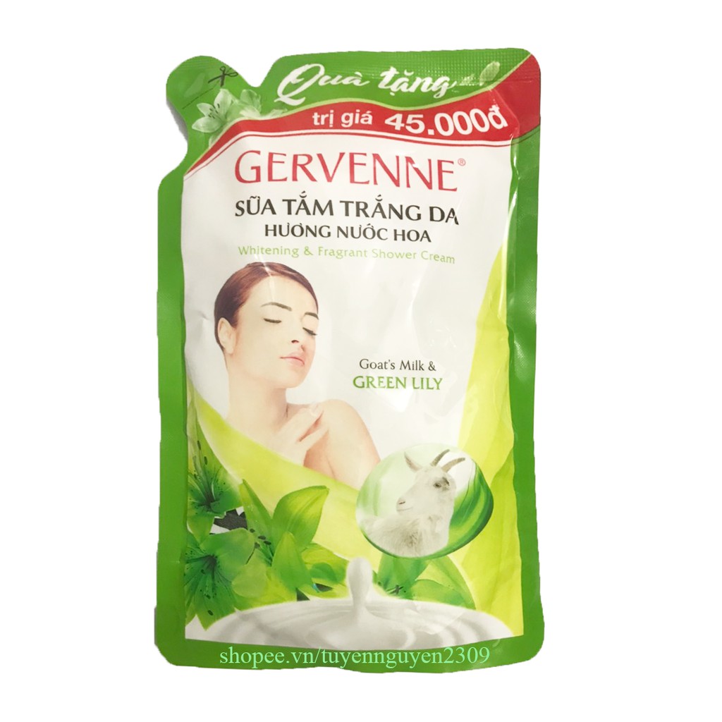 Sữa tắm sữa dê Gervenne hương nước hoa túi 380g/túi-Giao màu ngẫu nhiên