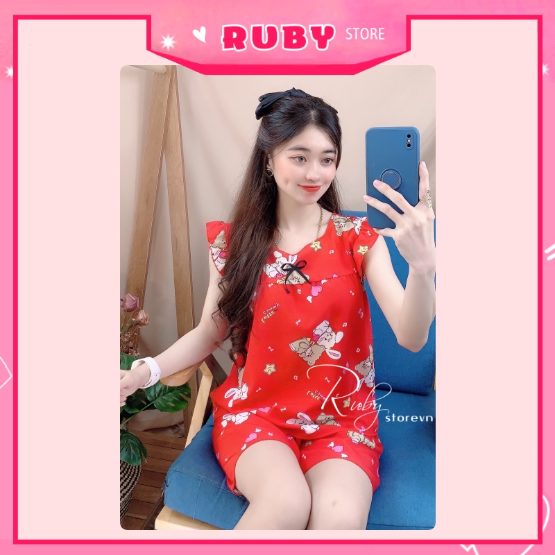 Đồ bộ nữ mặc nhà chất kate mềm mịn họa tiết dễ thương Free Size Dưới 47kg ❤ Rubystorevn