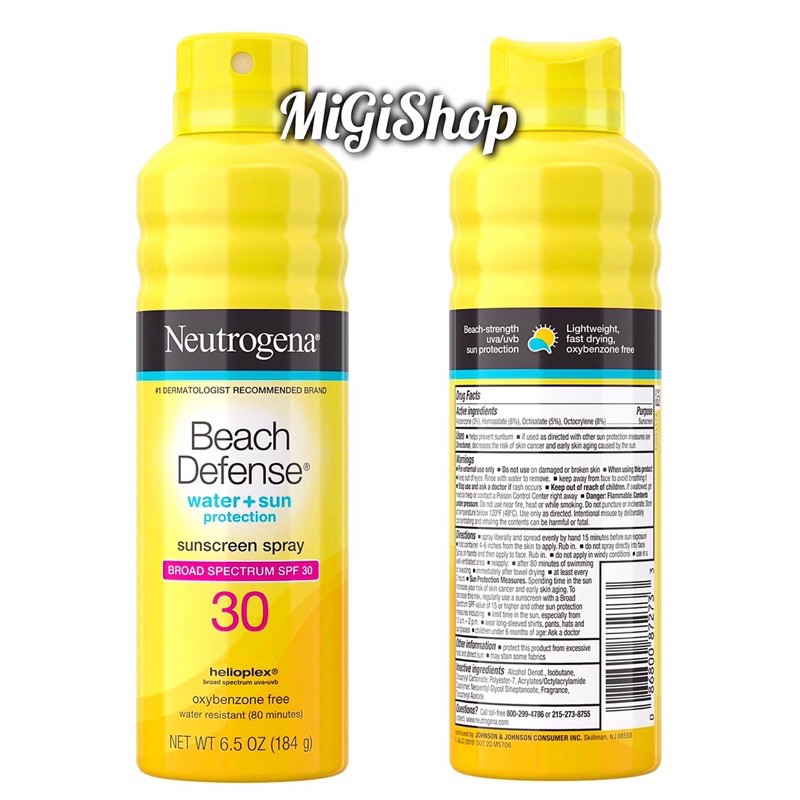 [Hàng Mỹ] Xịt Chống Nắng Đi Biển Neutrogena Beach Defense Sunscreen Spray