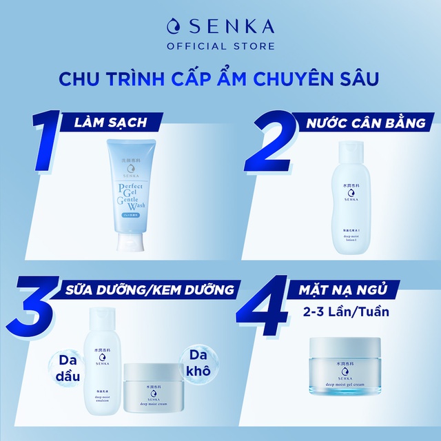 Combo Nước cân bằng, Sữa dưỡng cấp ẩm & Mặt nạ ngủ dưỡng ẩm chuyên sâu Senka Deep Moist (200ml + 150ml + 50g) | BigBuy360 - bigbuy360.vn