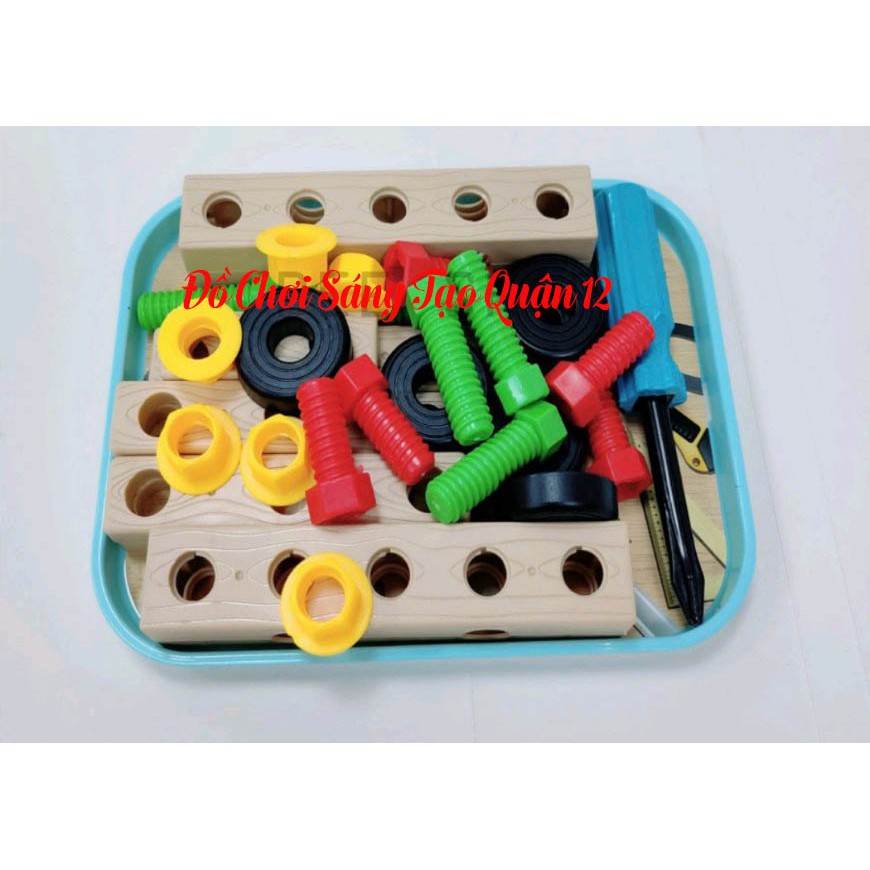 Montessori- Bộ Đồ Chơi Bé tập làm kỹ sư. Giúp Bé Phát Triển Trí Tuệ - Sáng tạo lắp ghép. An toàn cho bé.