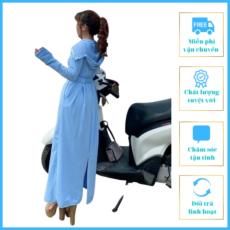 Áo Chống Nắng Nữ Dáng Dài Liền Thân 2 L ớp Áo Chống Nắng Màu Xanh Dương 18 | BigBuy360 - bigbuy360.vn