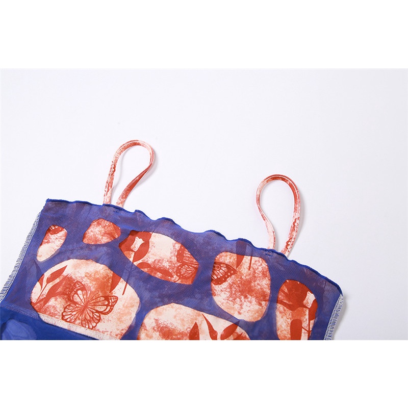 Áo Tank Top Hở Lưng Phối Lưới Thời Trang Quyến Rũ Cho Nữ