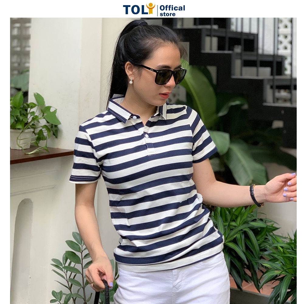 Áo thun nữ Cổ Sơ Mi (Cổ trụ) TOLI, chất cotton 4 chiều mềm mịn, co dãn Màu Đen