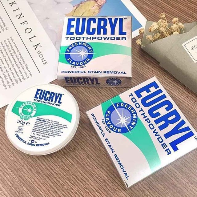 [HÀNG CHUẨN CÓ TEM PHỤ TIẾNG VIỆT] Bộ 2 hộp bột trắng răng Eucryl (50g x 2) làm sạch răng, trắng răng, hơi thở thơm mát