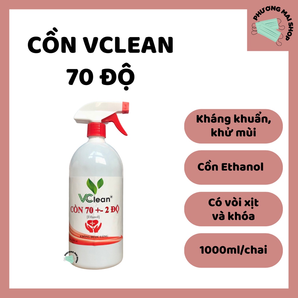 [HÀNG CHÍNH HÃNG] Cồn Xịt Khuẩn, Cồn Y Tế 70 độ ETHANOL - Chai 1 Lít có vòi xịt