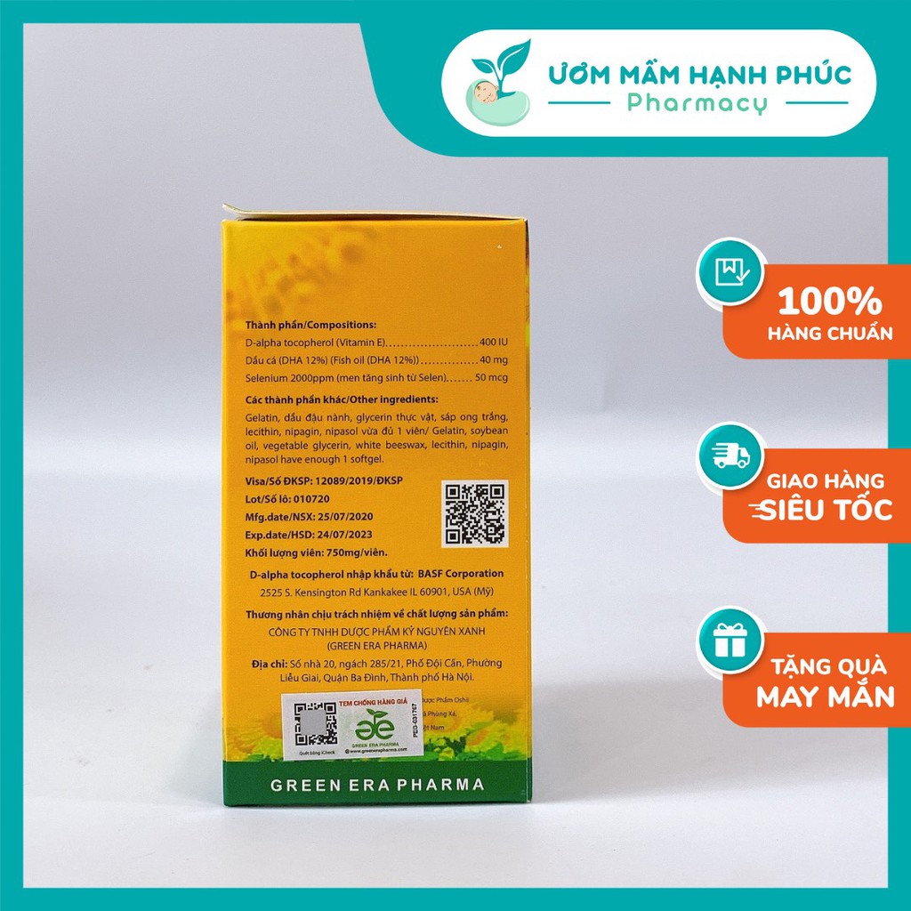 Vitamin E 400 IU Obeepherol DHA  thực phẩm bảo vệ sức khỏe