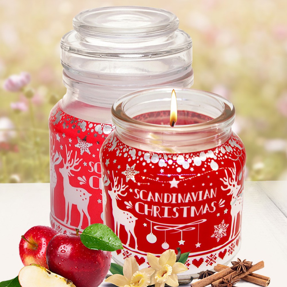 Ly nến thơm khử mùi, trang trí, nến tinh dầu Bartek Scandinavian Christmas 130g GỪNG, TÁO, QUẾ