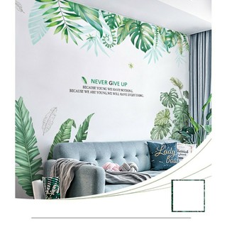 decal dán tường combo tán lá xanh