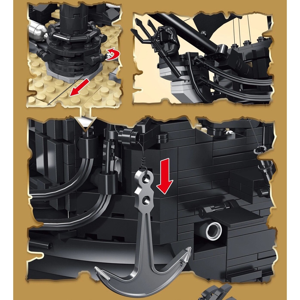 Mẫu Lắp Ráp 4184 Tàu Ngọc Trai Hủy diệt Pirates Of The Caribbean The Black Pearl Dk6001 The Black Pearl Ship Pirate