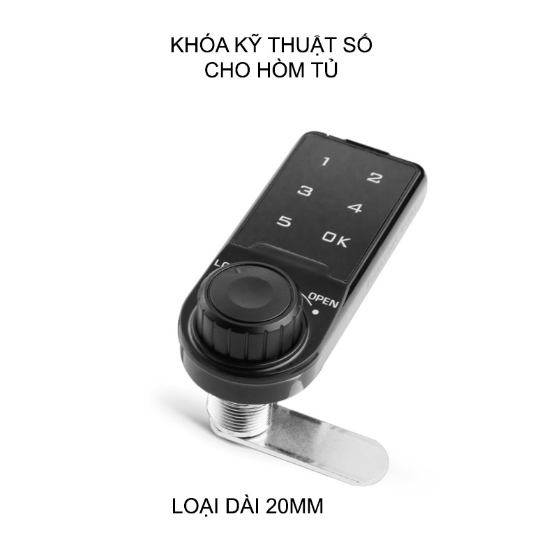 KHÓA SỐ ĐIỆN TỬ KP-ER CHO HÒM TỦ, NGĂN KÉO BÀN TỦ, CÓ THỂ THAY ĐỔI MÃ SỐ, LOẠI DÀI 20MM -MA 01