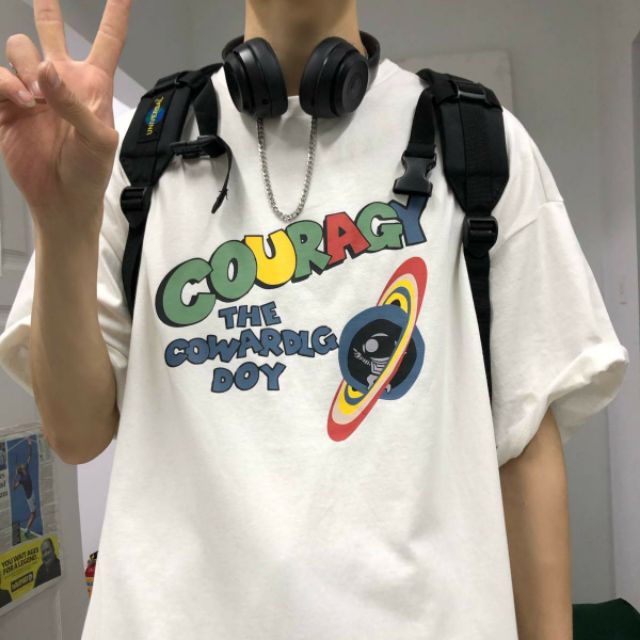Áo thun tay lỡ Unisex dạng cặp COURAGY