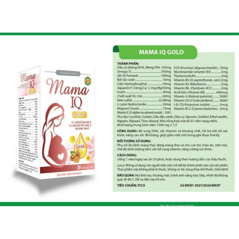 Viên uống bổ cho bà bầu Mama IQ Gold_Hộp 30 viên
