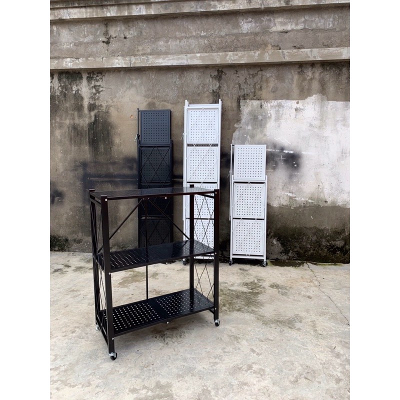 Kệ sắt 3 tầng xếp gọn có bánh xe