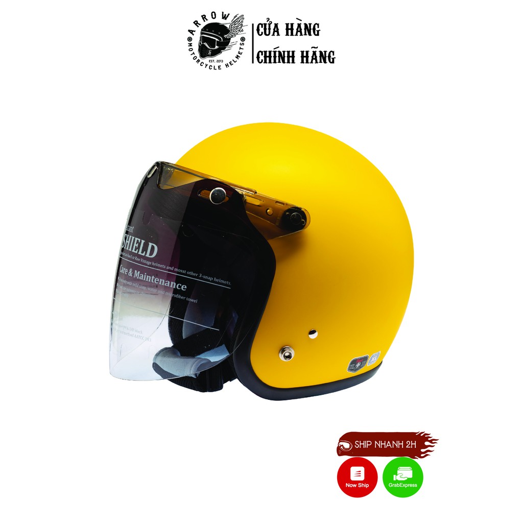 Kính gắn nón bảo hiểm Raw Flat chống tia uv50 kính gắn nón bảo hiểm 3/4 - Arrow