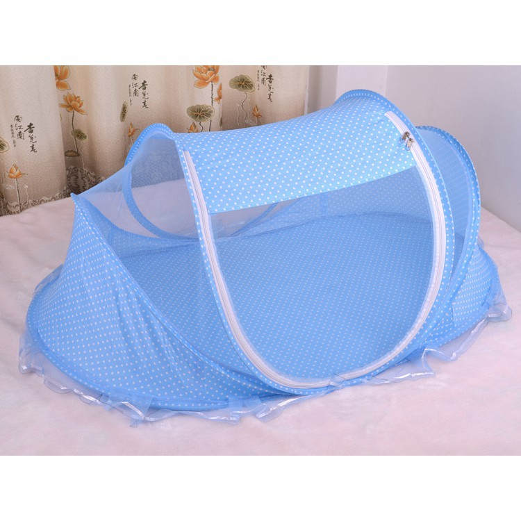 Màn mùng ngủ chống muỗi cho bé Happy Baby kèm đệm gối và nhạc - Màn nôi cho bé có túi xách siêu nhỏ gọn