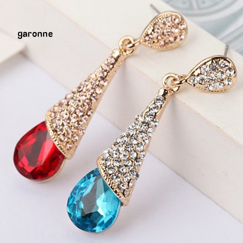 Khuyên tai đính đá hình giọt nước phong cách thanh lịch dành cho nữ