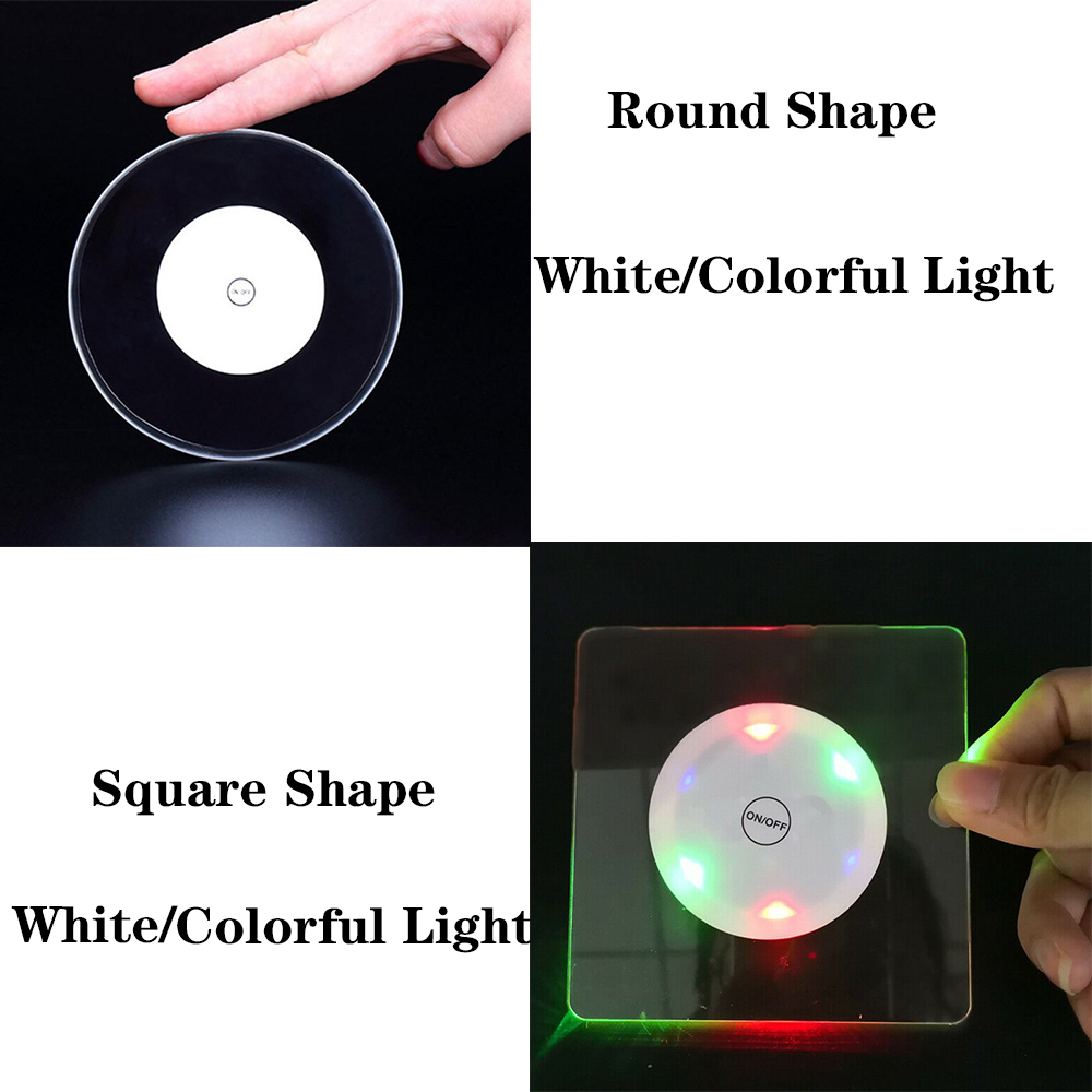 Đế Lót Ly Hình Tròn / Vuông Bằng Acrylic Siêu Mỏng Có Đèn Led