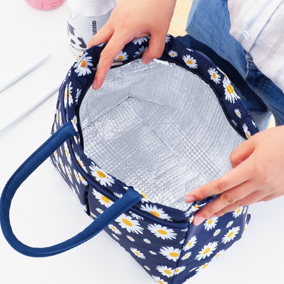 Túi đựng cơm SIZE LỚN 2 ngăn vải Oxford chống thấm (có clip)