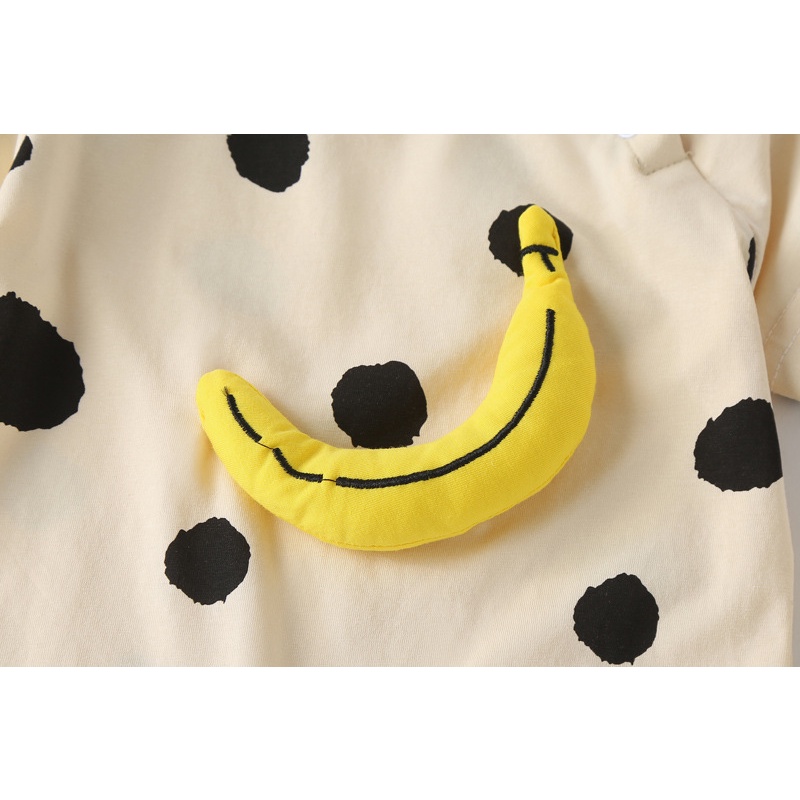 Bộ Áo Liền Quần Tay Ngắn Họa Tiết Chấm Bi Phong Cách Hàn Quốc Thời Trang Cho Bé Trai