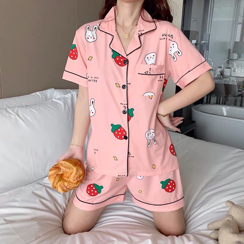 Bộ Mặc Nhà Nữ quần đùi, áo ngắn tay mùa hè