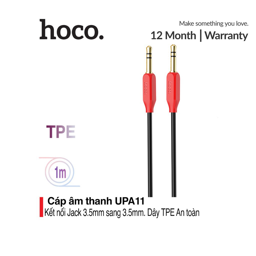 Cáp âm thanh Hoco UPA11 vỏ ngoài TPE siêu bền 2 đầu jack 3.5mm dài 1M