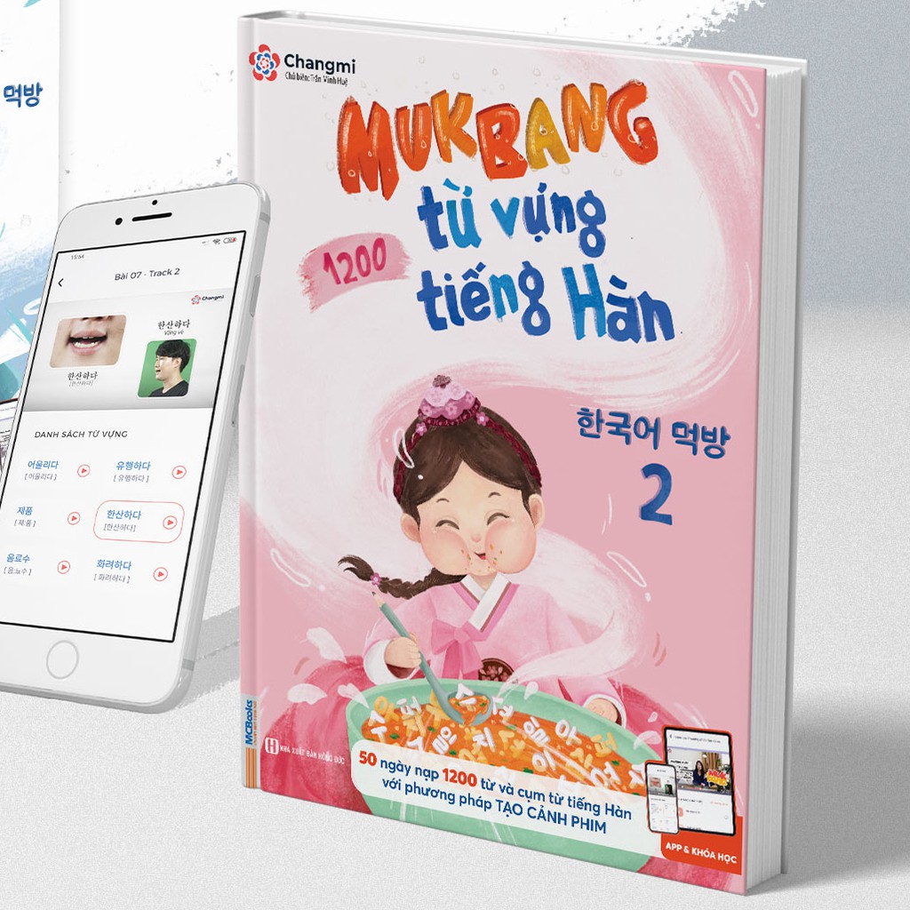 Sách - Mukbang 1200 Từ Vựng Tiếng Hàn Tổng Hợp Cho Người Mới Bắt Đầu(Tập 2)Kèm Học Trên App Tặng Sổ Tay