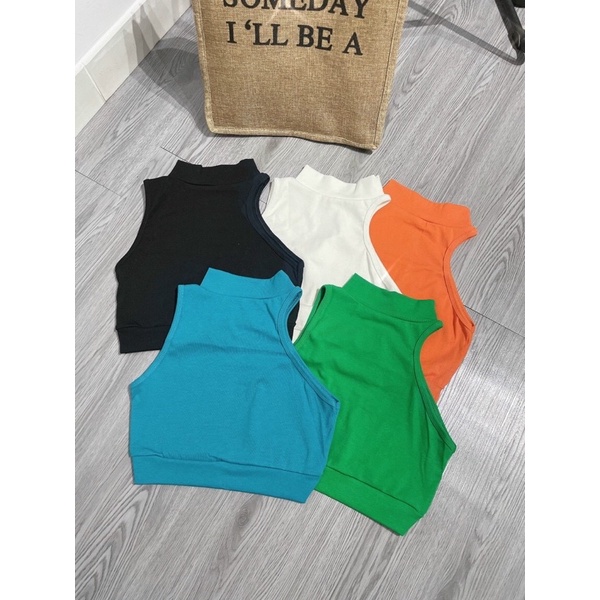 [Siêu hot]Áo ba lỗ cổ cao khoét ngực form croptop -hình thật.
