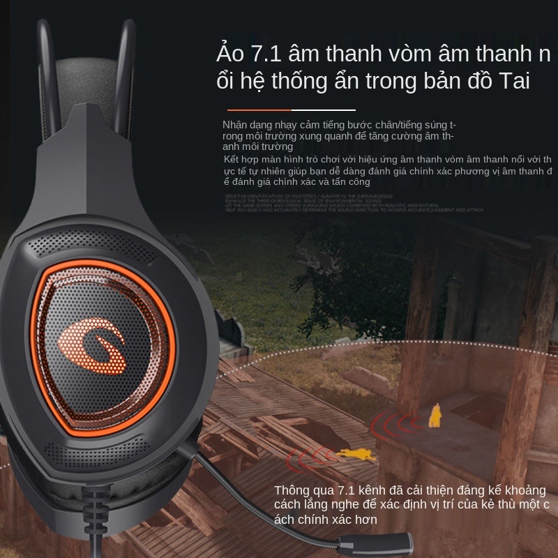 ◑PUBG/GLQM có dây Tai nghe gaming Mic rất chuyên nghiệp máy tính để bàn Dalyou chơi game 7.1 xách tay usb nặng bass cf