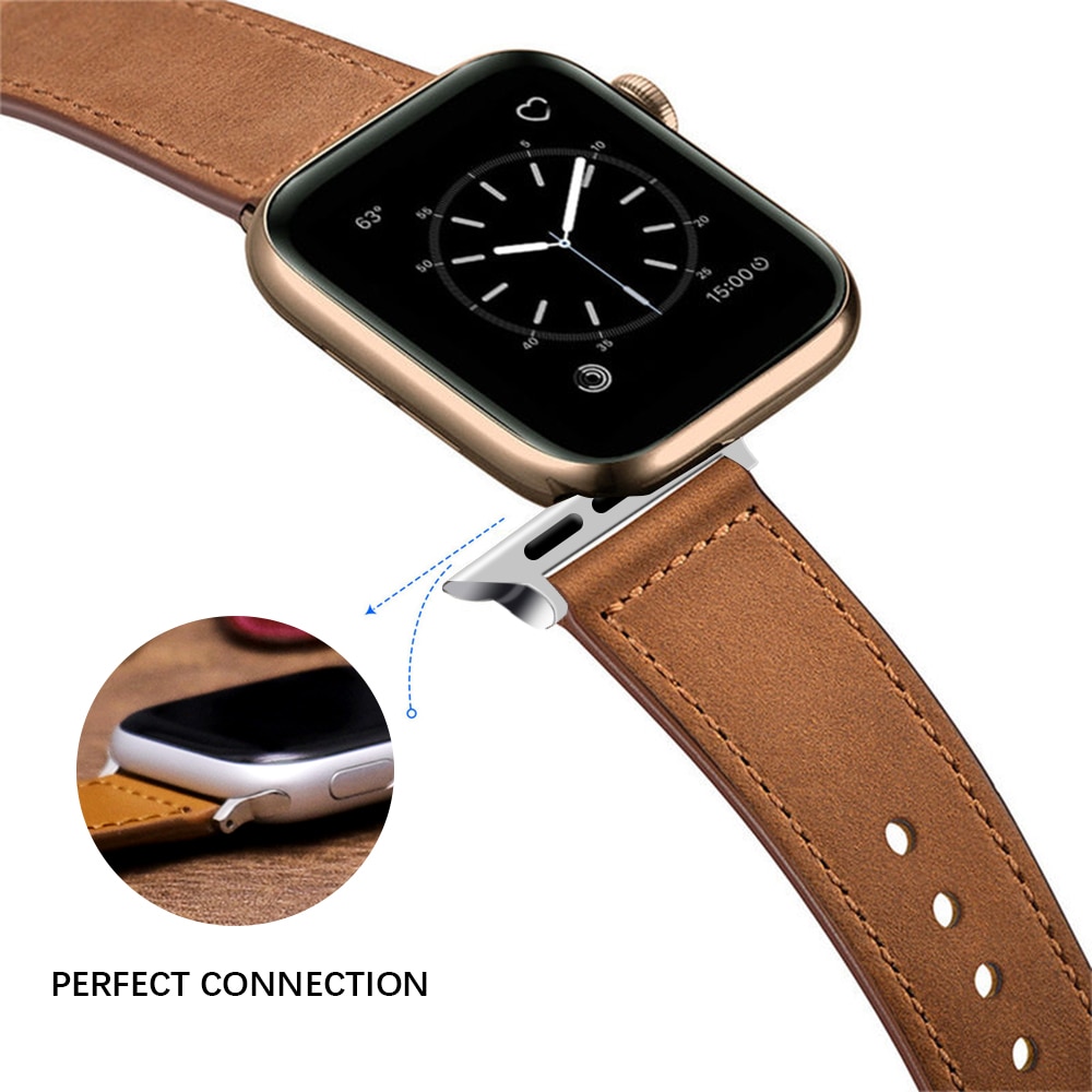Dây đeo đồng hồ thông minh bằng da thích hợp cho Apple Watch 5 4 3 2 1 Iwatch 38/ 40/ 44/ 42mm