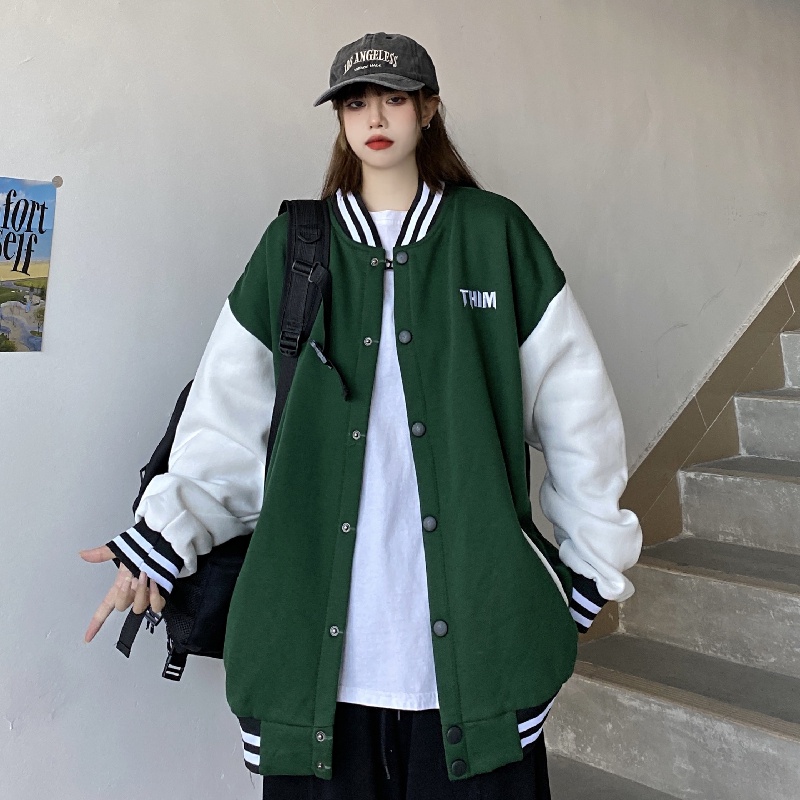 Áo khoác bomber nam nữ Yinxx, áo khoác nỉ varsity jacket 2 lớp form rộng AK17