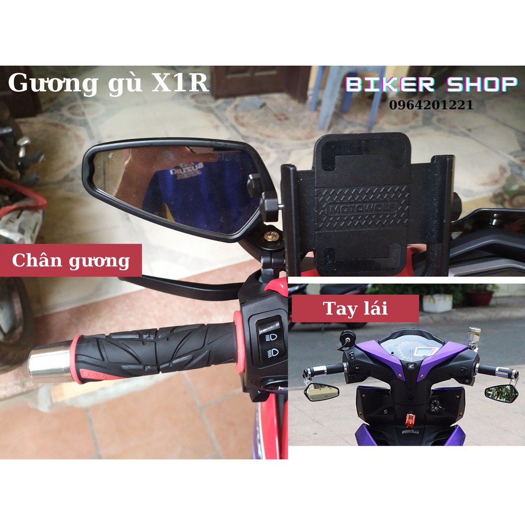 [Giá 1 chiếc] Gương Thái X1R kính trắng lắp xe SH, AB, xe thường tầm nhìn xa, có ron xoay