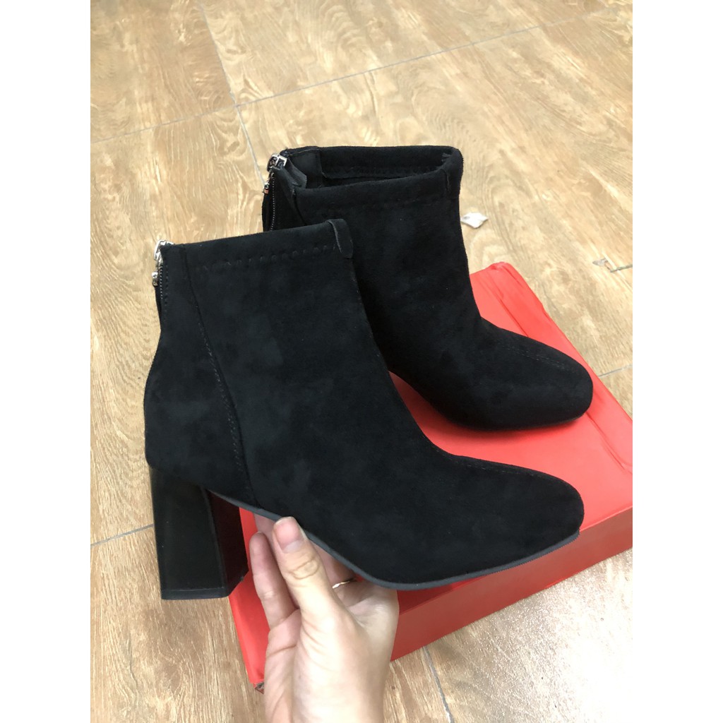 SẴN Bốt cố ngắn da lộn gót vuông 7cm lot lông Fullbox | BigBuy360 - bigbuy360.vn