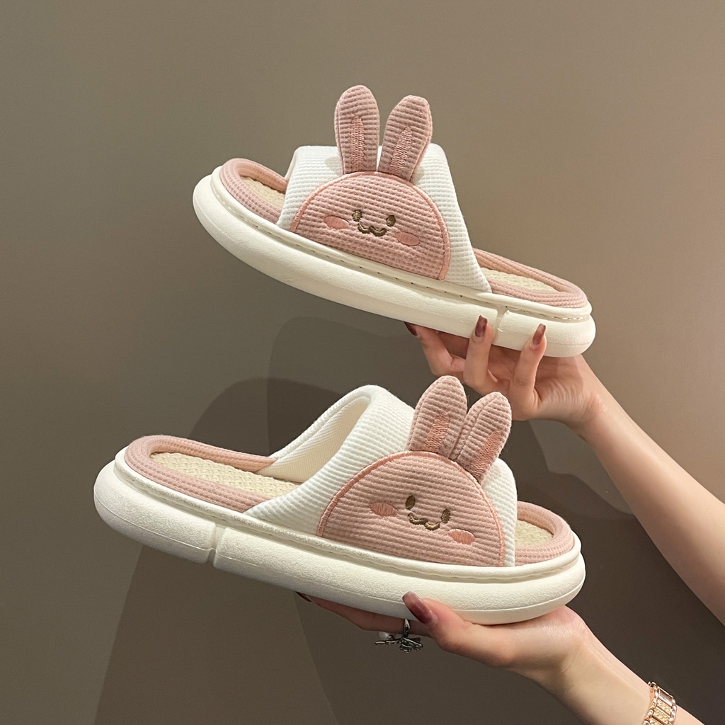 💘 Dép Đi Trong Nhà Bằng cotton linen Chống Trượt Họa Tiết Hoạt Hình Dễ Thương  💘 thoáng khí  thiết kế mới