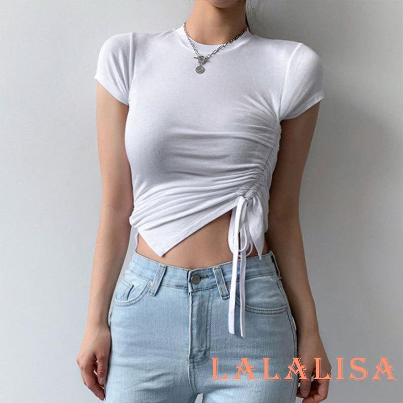 Áo Crop Top Tay Ngắn Cổ Thuyền Màu Sắc Đơn Giản Dành Cho Nữ | BigBuy360 - bigbuy360.vn