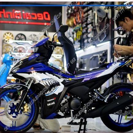 Tem Trùm Exciter 155 - Decal Trùm Exciter 155 Mẫu Cá Mập Xanh Trắng Cực Ngầu
