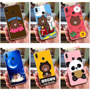 Ốp lưng Huawei Y9 (2019) (dẻo viền trắng trong) - Hinh Gấu Brown, Panda Cực Dễ Thương